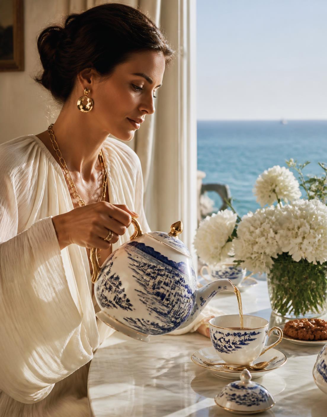 A quiet morning tea ritual beside the sea